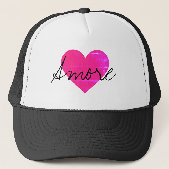 Gorra De Camionero Amore Hot Pink love heart (Anverso)
