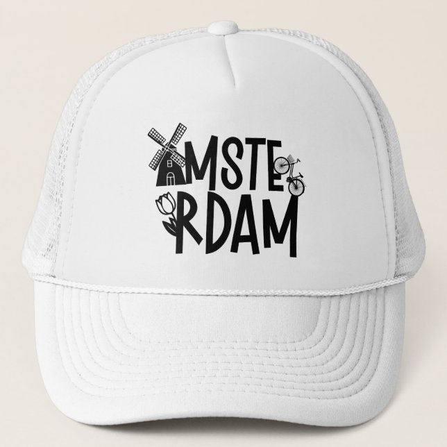 Gorra De Camionero Amsterdam Países Bajos Viaje  (Anverso)