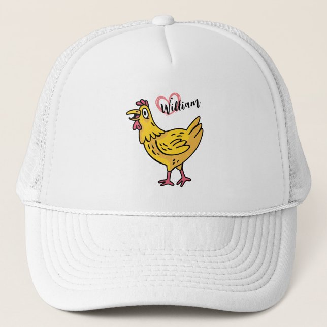 Gorra De Camionero Añadir nombre a los pollos Regalo de cumpleaños, c (Anverso)