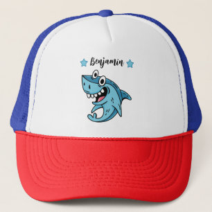 Gorra De Camionero Añadir nombre al regalo de cumpleaños de tiburón,