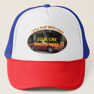 Gorra De Camionero Añadir nombre, su foto de coche, texto, aún juego 