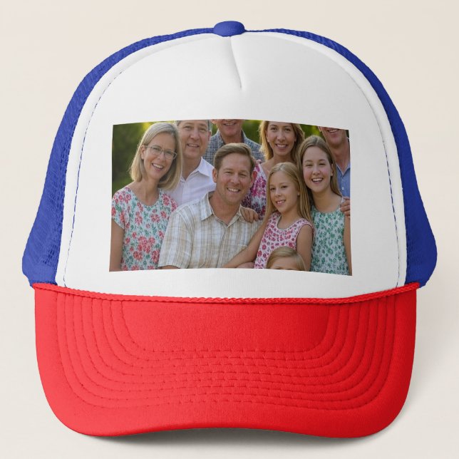Gorra De Camionero Añadir Personalizar de fotografía de Reunión Famil (Anverso)
