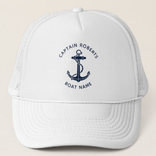 Gorra De Camionero Ancla azul marino náutico barco capitán personaliz