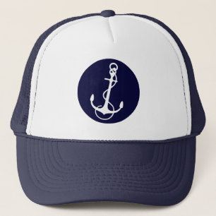Gorra De Camionero Ancla de barco náutico azul marino y blanco 2