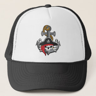 Gorra De Camionero Ancla de cráneo de pirata