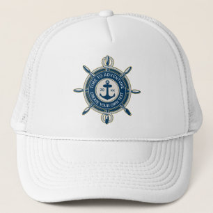 Gorra De Camionero Ancla náutica azul marino y aventura de rueda de b
