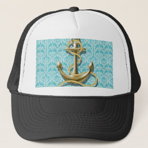Gorra De Camionero ancla náutica del marinero del damasco de la