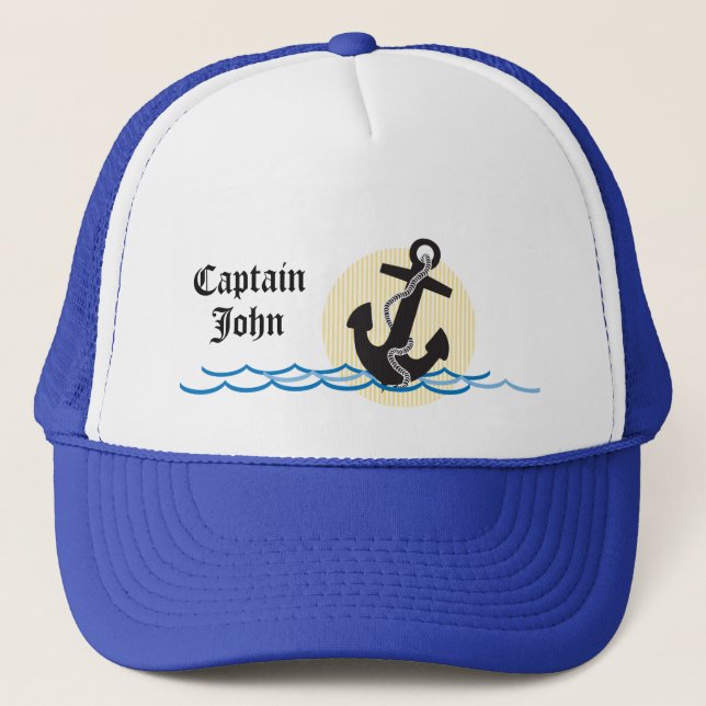 Gorra De Camionero Ancla, Sun y capitán personalizado agua (Anverso)