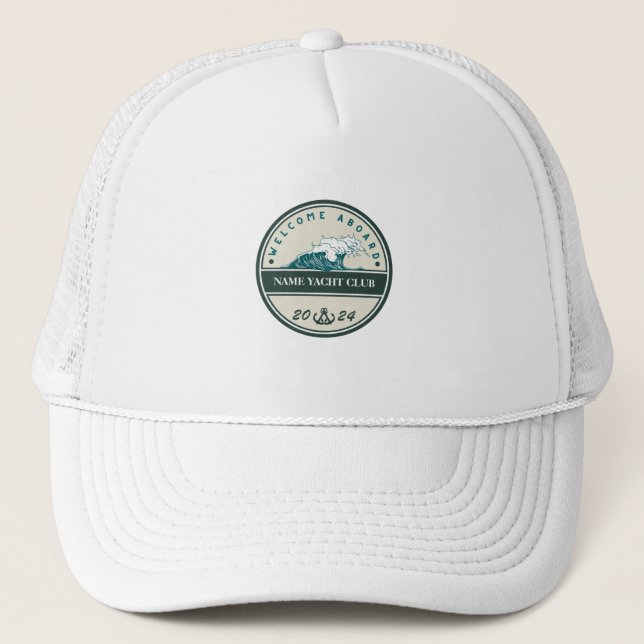 Gorra De Camionero Anclaje azul Nautical Welcome yachate velero (Anverso)
