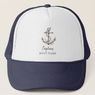 Gorra De Camionero Anclaje de nombre de barco del capitán náutico per