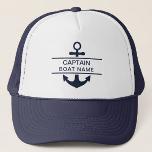 Gorra De Camionero Anclaje de nombre de barco del capitán náutico per