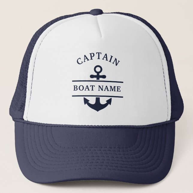 Gorra De Camionero Anclaje de nombre de barco del capitán náutico per (Anverso)