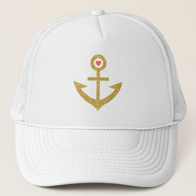 Gorra De Camionero Anclaje Náutico De Barco Con Estilo Purpurina De O (Anverso)
