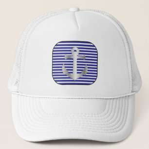 Gorra De Camionero Anclaje náutico sobre marco negro plateado y azul