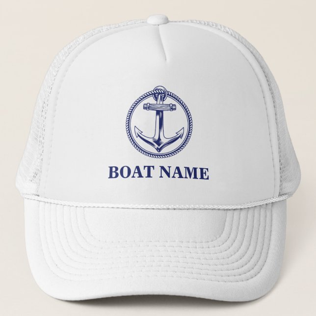 Gorra De Camionero Ancre nautique Nom du bateau Bleu marine (Anverso)