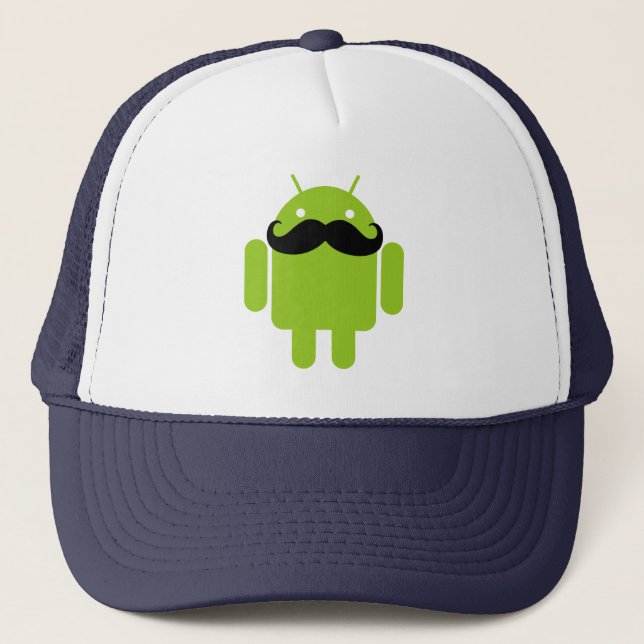 Gorra De Camionero Android Robot Black Mustache Graphic (Anverso)
