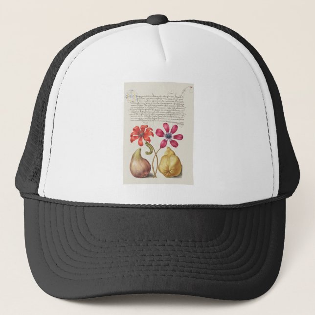 Gorra De Camionero Anémonas de amapola, oruga, higo y quinceañera (Anverso)