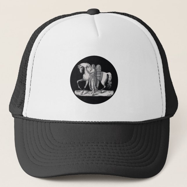 Gorra De Camionero Ángel clásico al lado del majestuoso caballo (Anverso)