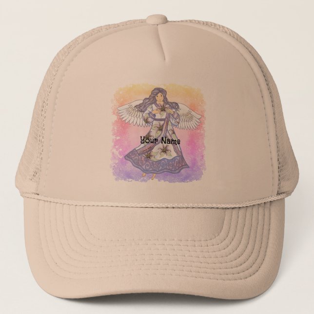 Gorra De Camionero ángel de flores de lirio (Anverso)