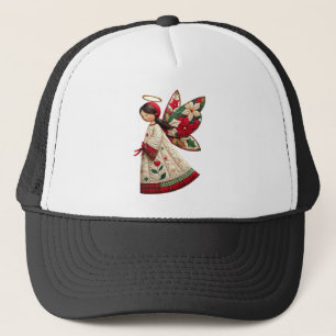 Gorra De Camionero Ángel de Navidad con flores festivas