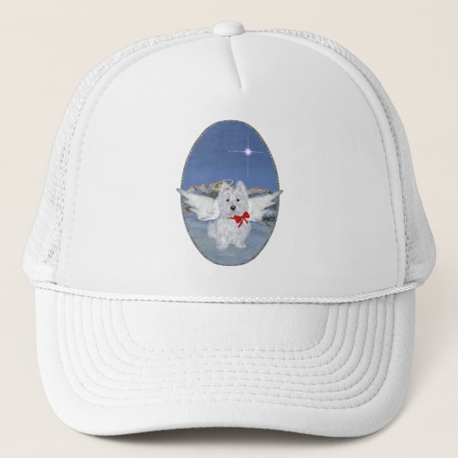 Gorra De Camionero ángel de Navidad Westie (Anverso)