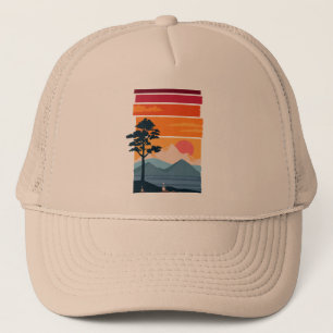 Gorra De Camionero Anhelo Retro Paseo Atardecer Montaña Belleza De La