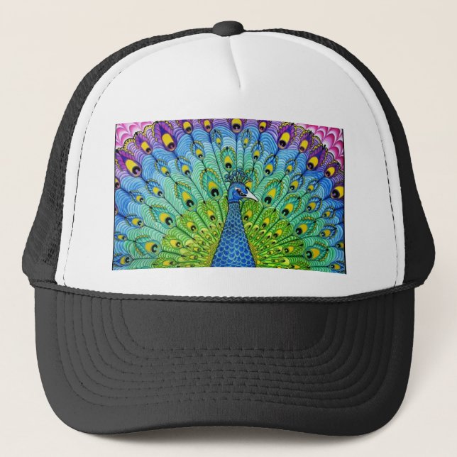 Gorra De Camionero Animación de pájaro de Peacock (Anverso)