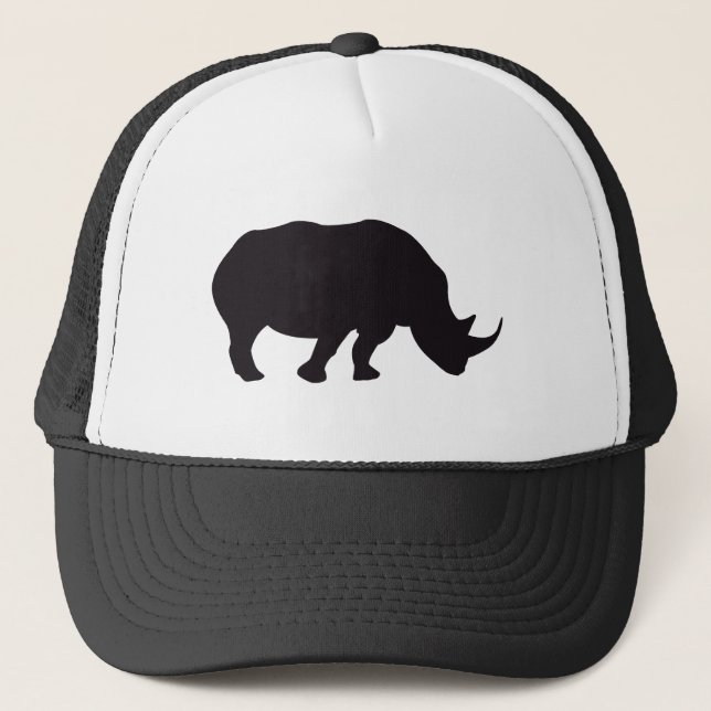 Gorra De Camionero Animal negro del rinoceronte (Anverso)
