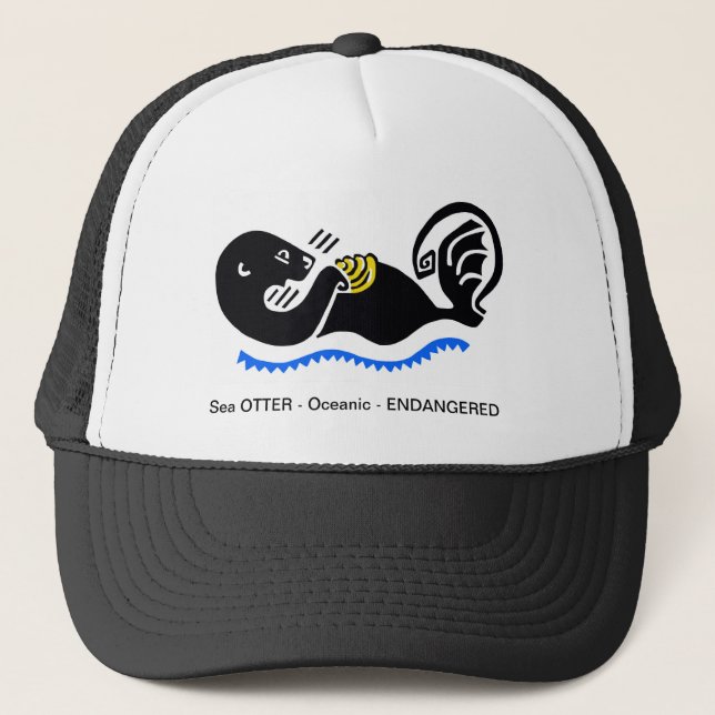 Gorra De Camionero Animales en peligro de extinción - OTTER marino -  (Anverso)