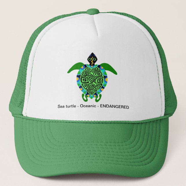 Gorra De Camionero Animales en peligro de extinción - Tortuga marina  (Anverso)