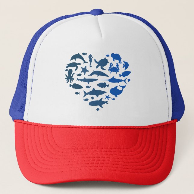 Gorra De Camionero Animales marinos del corazón (Anverso)