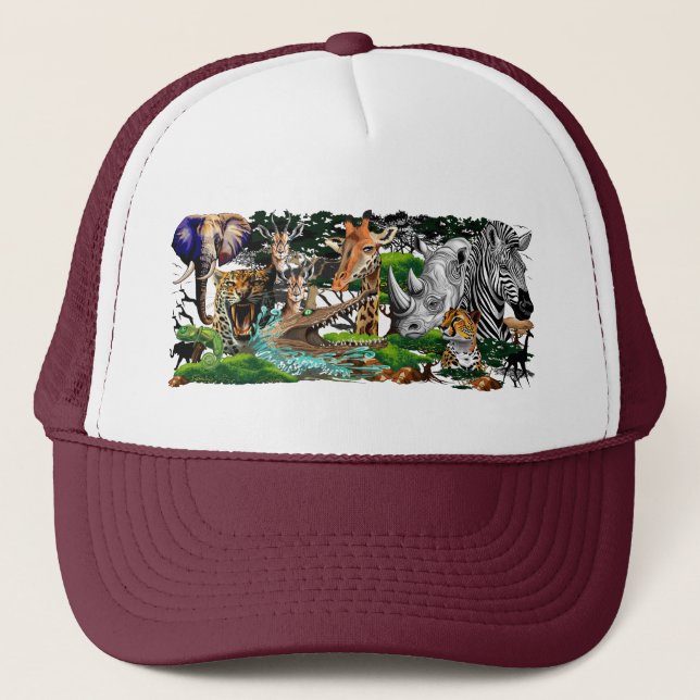 Gorra De Camionero Animales salvajes de sabana africanos (Anverso)