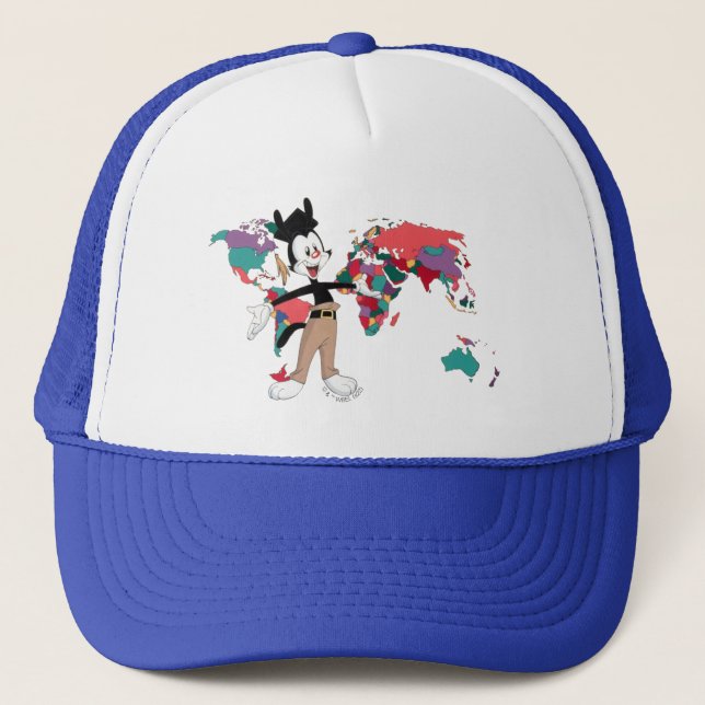 Gorra De Camionero Animaniacs | Gráfico del Mapa Mundial de Yakko (Anverso)
