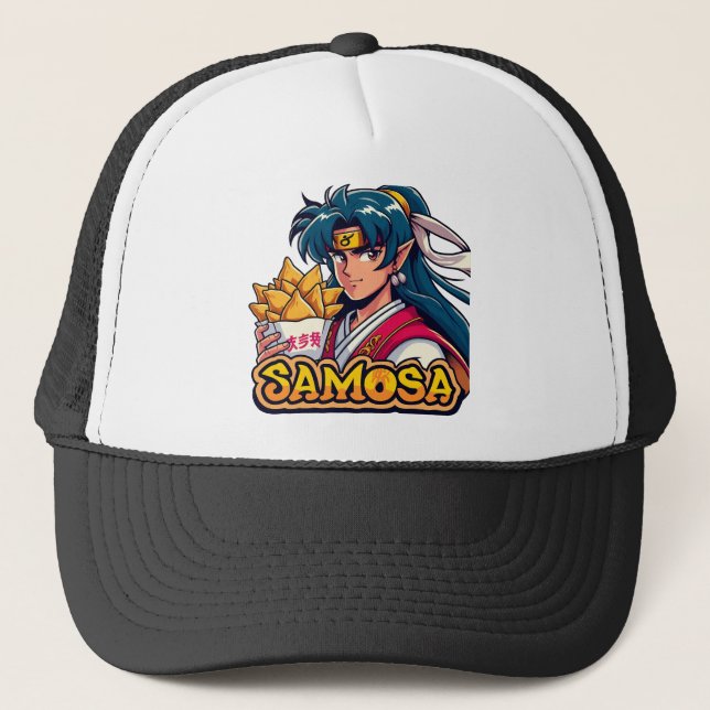 Gorra De Camionero Anime Samurai Samosa Lover Art (Anverso)