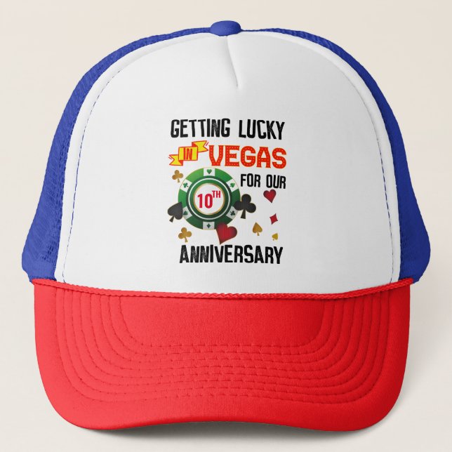 Gorra De Camionero Aniversario de Las Vegas: Pareja afortunada (Anverso)