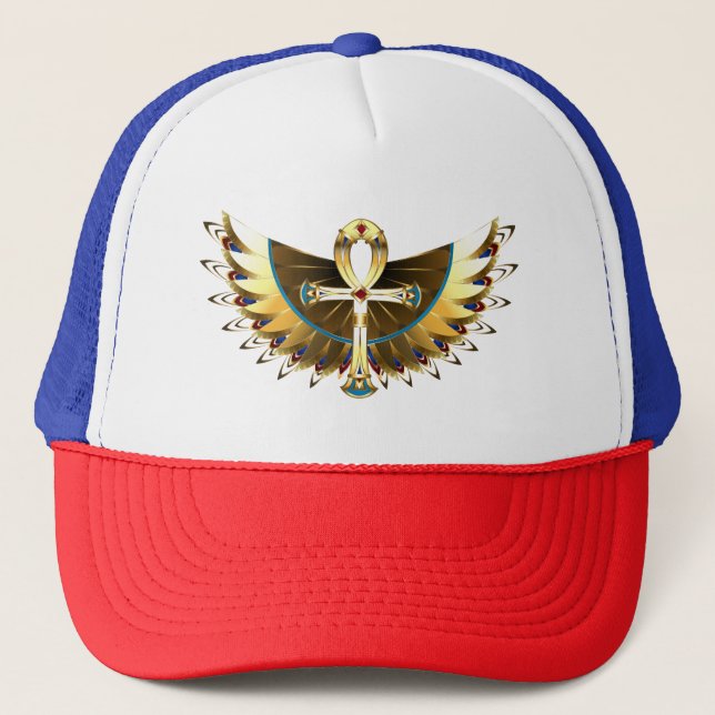 Gorra De Camionero Ankh de oro con alas (Anverso)