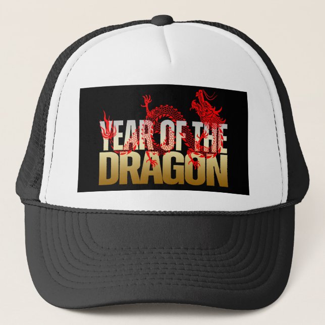 GORRA DE CAMIONERO AÑO DEL DRAGÓN ORO ROJO (Anverso)