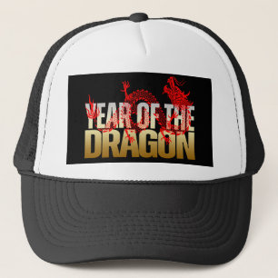 GORRA DE CAMIONERO AÑO DEL DRAGÓN ROJO ORO
