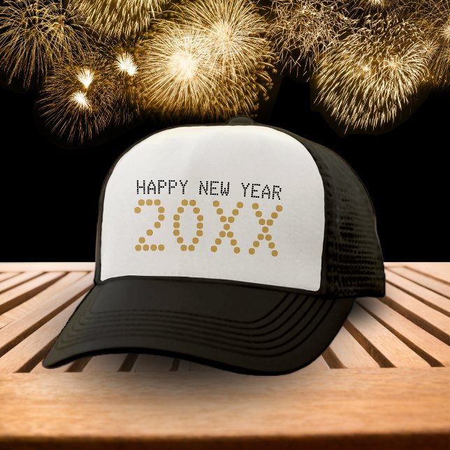 Gorra De Camionero Año Nuevo Feliz Año Nuevo 2024 (Black & Gold Happy New Year 2024 Trucker Hat)