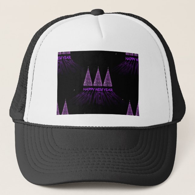 Gorra De Camionero año nuevo morado feliz (Anverso)