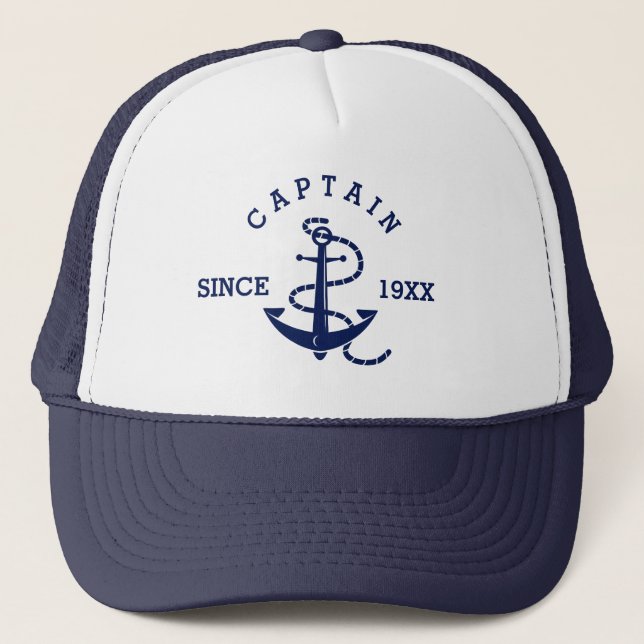 Gorra De Camionero Año Personalizado del capitán del equipo náutico a (Anverso)