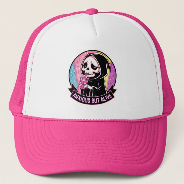Gorra De Camionero Ansiosa pero viva  (Anverso)
