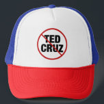 Gorra De Camionero Anti Ted Cruz<br><div class="desc">Los demócratas se unen contra Ted Cruz. Un golpe rojo y un círculo alrededor del nombre de Ted Cruz en un gorra político para un demócrata liberal en Texas.</div>