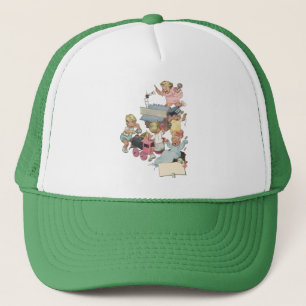 Gorra De Camionero Antiguo Divirtiéndose Jugando con Trenes de Juguet