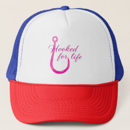 Gorra De Camionero Anzuelo de Pescar Rosa Enganchado de por Vida