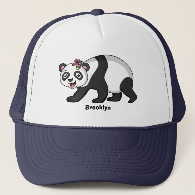 Gorra De Camionero Aoso panda alegre y lindo con personalizado de flo (Anverso)