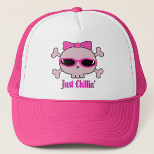Gorra De Camionero Apenas cráneo rosado del dibujo animado de Chilli