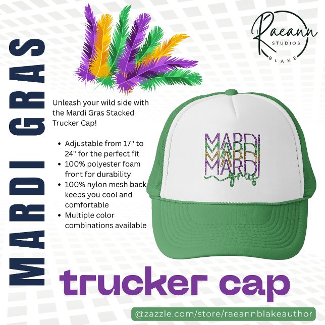 Gorra de camionero apilada Mardi Gras (Subido por el creador)