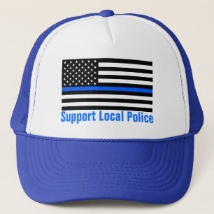 Gorra De Camionero Apoyar la delgada línea azul de la policía local