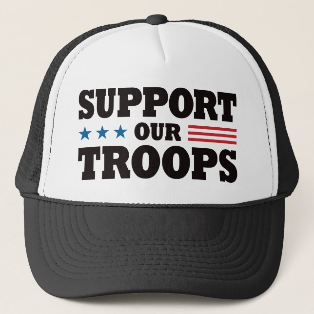 Gorra De Camionero Apoye a nuestras tropas - negro (Anverso)